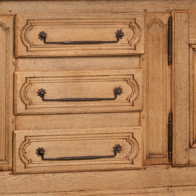 19th Century French Bleached Oak Long Sideboard Buffet For Sale - Image 12 of 17