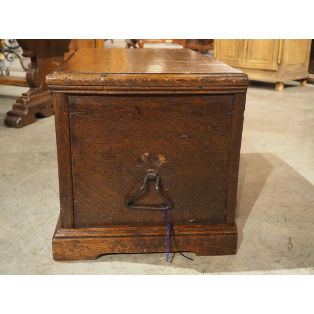 French 17th Century Northern France Wedding Chest in Carved Oak For Sale - Image 3 of 12