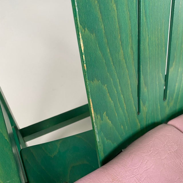 French Modern Argos Armchair in Pink Leather and Green Wood by Baumann, 1970s For Sale - Image 14 of 18
