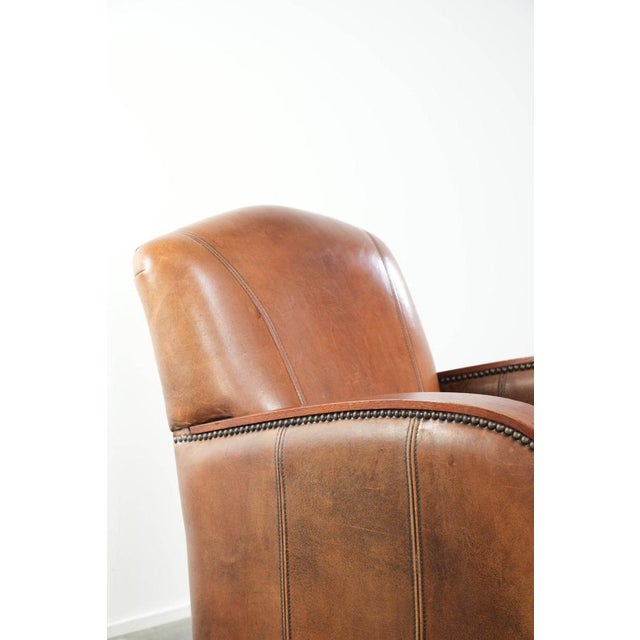 Art Deco Style Sheepskin Armchair in with Wooden Armrests For Sale - Image 11 of 12