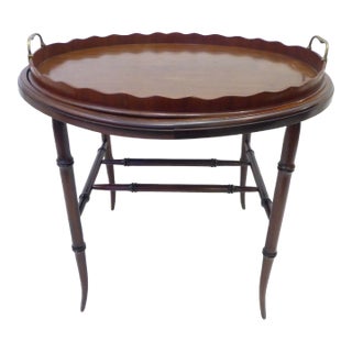 19th Century English Regency Style Mahogany Oval Tray on Stand For Sale