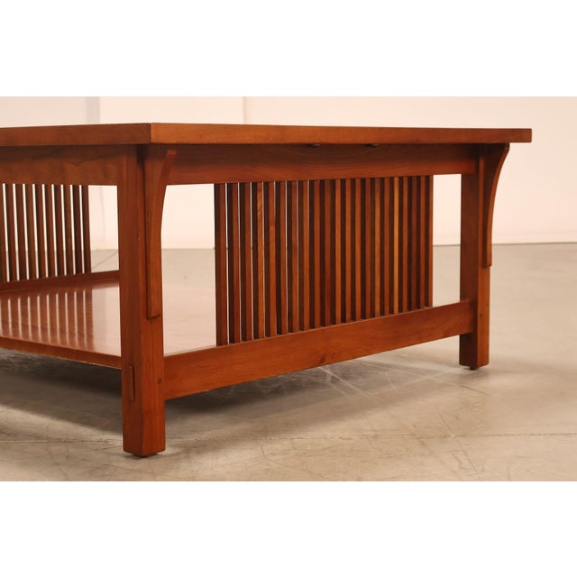 Wood Stickley Mission Collection Glass Top Cherry Cocktail Table For Sale - Image 7 of 18