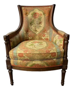 Vintage Woodmark Originals French Louis XVI-Style Bergere Armchair Chinoiserie