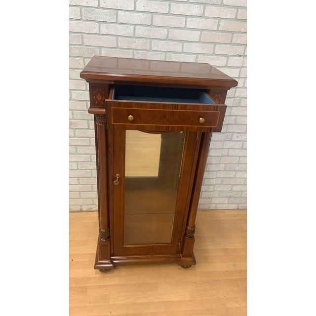 Vintage English Regency Style Inlaid & Banded Sideboard and Display Vitrine Cabinet For Sale - Image 9 of 12