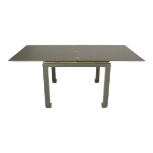 Dark Olive Grass Cloth Textured Flip Top Game Convertible to Dining Table
