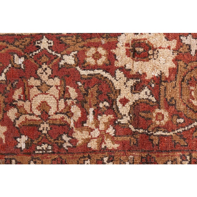 Antique Indian Amritsar Beige and Brown Handmade Wool Carpet For Sale - Image 4 of 7