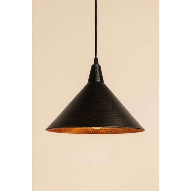 Mid-Century Modern Copper Black Patina Pendant Light For Sale - Image 3 of 4