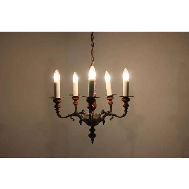 Vintage Brass Chandelier, 1950s For Sale - Image 9 of 10