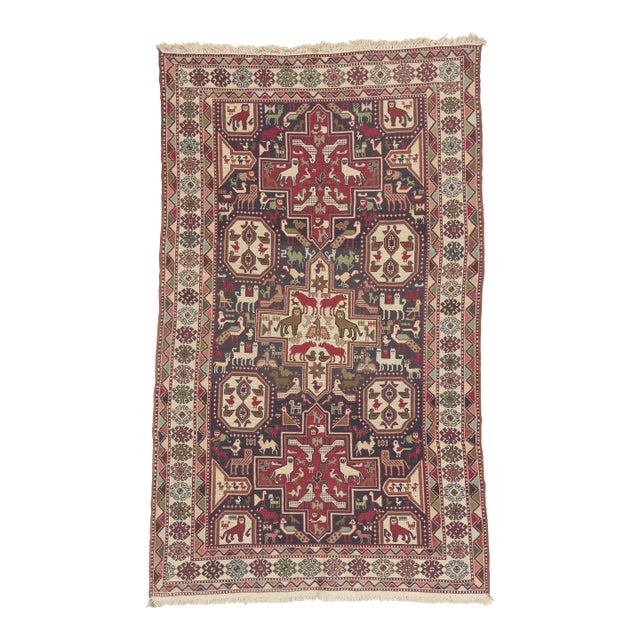 Vintage Persian Soumak Rug, 04'00 X 06'07 For Sale