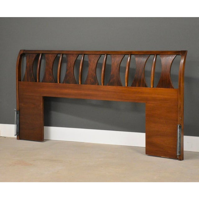 Mid-Century Modern Vintage Walnut and Rosewood King Headboard by Kent Coffey Perspecta For Sale - Image 3 of 6