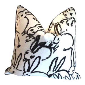 Hunt Slonem Bunny Hutch in Black & White 22 Pillow - Single