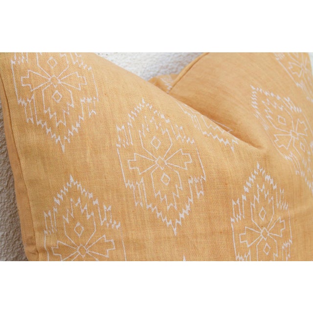 Sunburst Yellow Jaipur Blockprint Linen Pillow Cover For Sale - Image 4 of 7