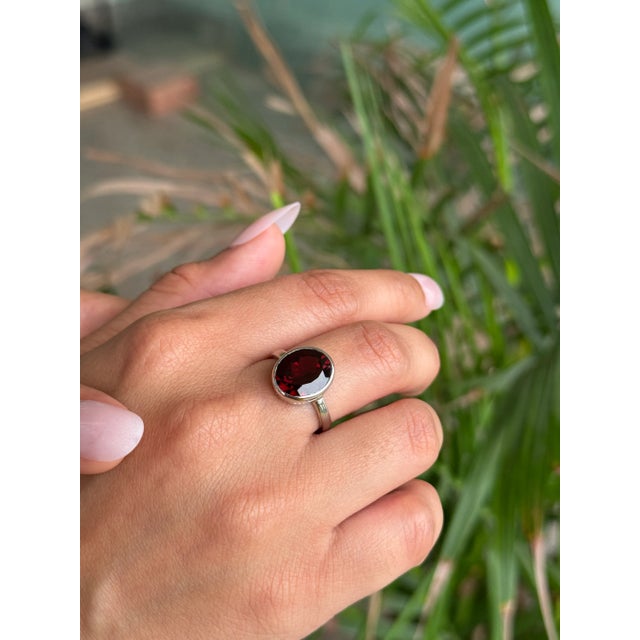 Stunning 4.55 Carat January Birthstone Solitaire Sterling Silver Ring - Size 6.5 For Sale - Image 6 of 11