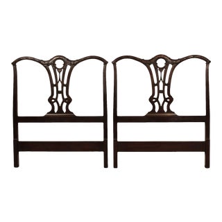Chippendale Style Custom Mahogany Twin Headboards - A Pair For Sale