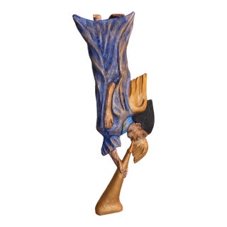 1990s Angel Wood Carving by Caymanian Artist Trevor Bruce For Sale