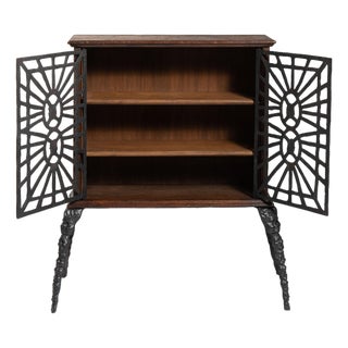 20th Century Belgian Black Contemporary Gothic Wrought Iron Cabinet By Ernest Patris For Sale