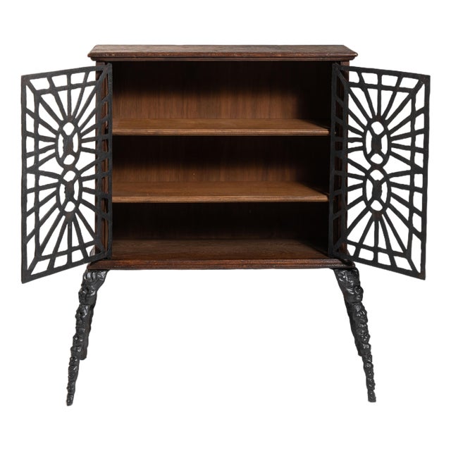 20th Century Belgian Black Contemporary Gothic Wrought Iron Cabinet By Ernest Patris For Sale