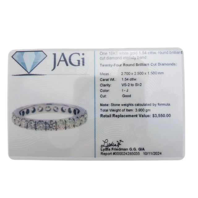 White Late 20th Century 14 Karat White Gold Diamond Eternity Band Size 7.5 For Sale - Image 8 of 8
