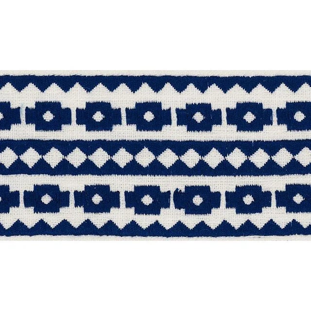 Rustic Sample - Schumacher Talitha Tape in Blue For Sale - Image 3 of 3