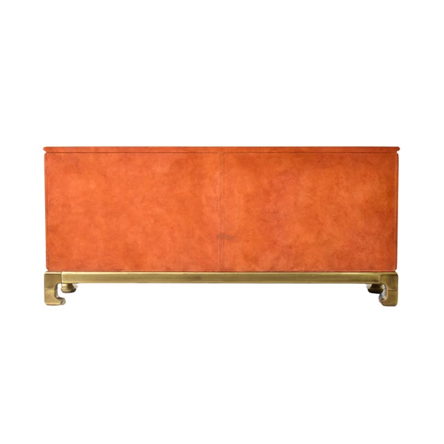 Mastercraft Leather & Brass Mastercraft Cabinet For Sale - Image 4 of 5