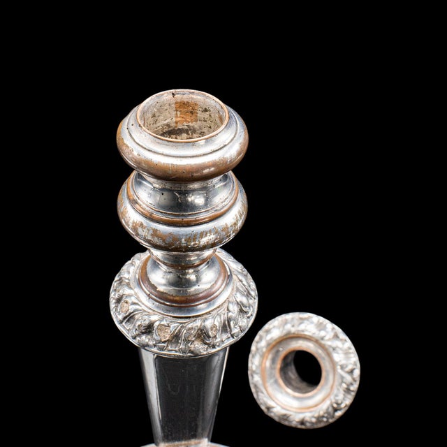 Silver Pair of Antique Old Sheffield Plate Candlesticks, English Candle Nozzle, Regency For Sale - Image 8 of 12