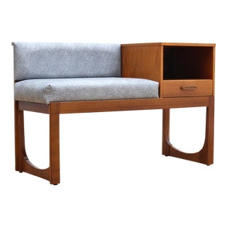 1960s Mid Century Teak Telephone Table Entryway Bench by Remploy For Sale