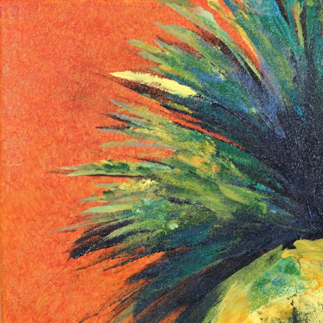 Golden Hour Palm - Tall Original Palm Tree Landscape Acrylic Painting on Canvas by Kathleen Keifer For Sale - Image 4 of 8