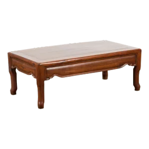 Vintage Chinese Art Deco Style Low Prayer Table with Carved Apron
