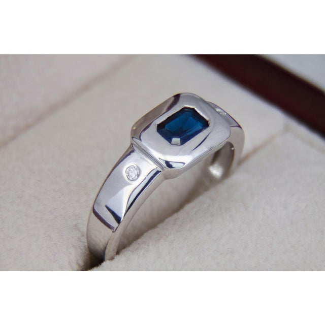 Blue and White Sapphires 14k Gold Ring For Sale - Image 6 of 7