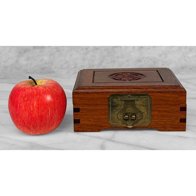 Original 1970's Chinoiserie Jewelry Storage Box Solid Rosewood with a Deep Satin Finish Double Happiness Embossed Top...