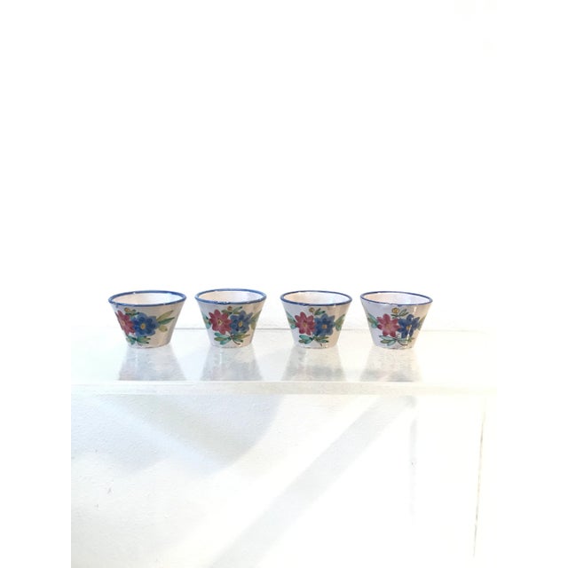 Mid 20th Century Vintage Hand Painted Floral Italian Pottery Tea Cup Mugs - Set of 4 For Sale - Image 5 of 11