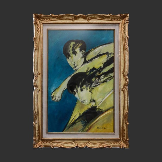 Remo Brindisi, Figurative Composition, 1980s, Oil on Canvas, Framed For Sale - Image 16 of 16