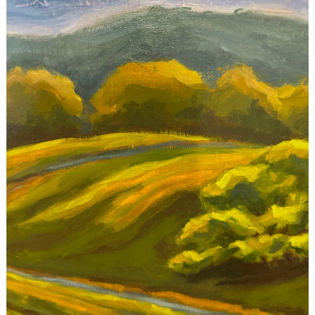 This landscape oil painting on linen panel was painted en plein aire (in the open air, onsite) at Ft Lewis Farm in Bath...