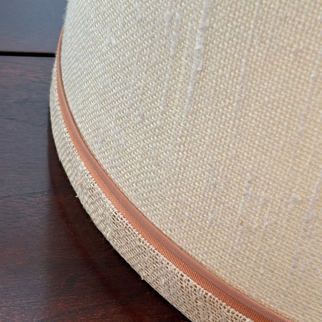 Large Mid-20th Century Drum Shade W/ Peach & Salmon Decorative Trim For Sale - Image 12 of 18