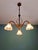 Antique Art Nouveau Chandelier in Brass and Scalloped Frosted Glass, 1890s For Sale - Image 4 of 16