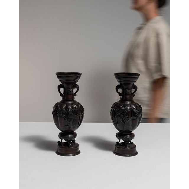 Early 20th Century Early 20th Century Japan Brass Bronze Vase For Sale - Image 5 of 15