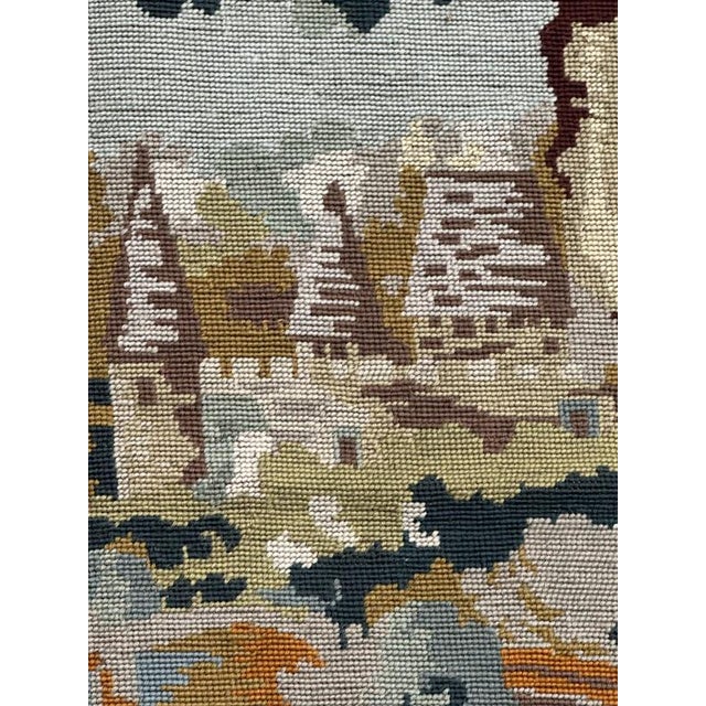 Vintage French Needlepoint Tapestry with Landscape Motif in the style of Aubusson, 1960s For Sale - Image 17 of 18