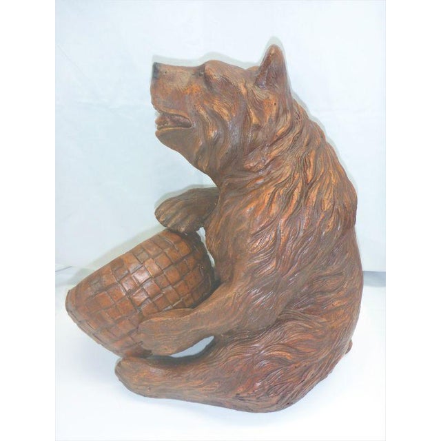 American Folk Art Smiling Bear and Basket by Bill Huebbe Circa 1996 For Sale - Image 3 of 12