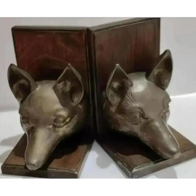 Pair of 1970s Sarreid Ltd. Brass Fox Head Bookends For Sale In Atlanta - Image 6 of 7
