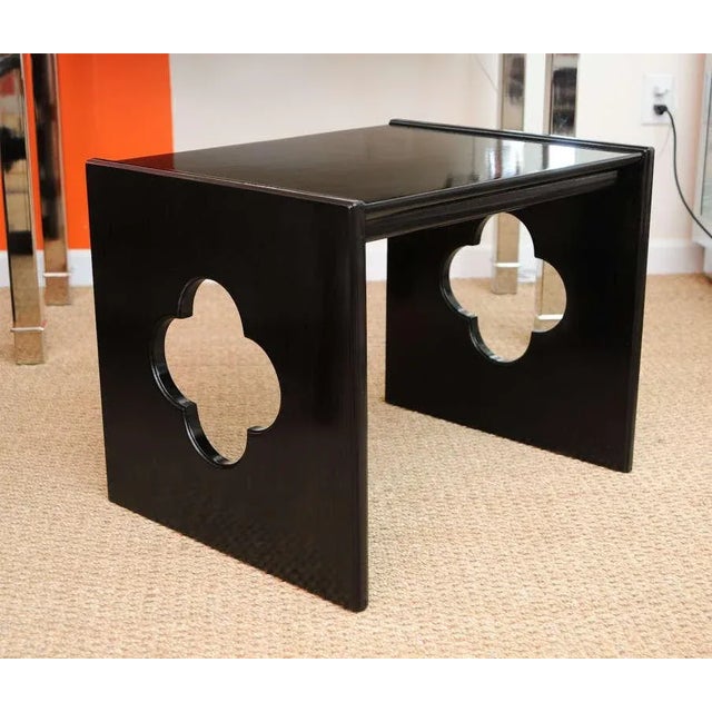 1960s Vintage Ebonized Cut Out Wood Nesting Tables Set of 3, 1960's For Sale - Image 5 of 11