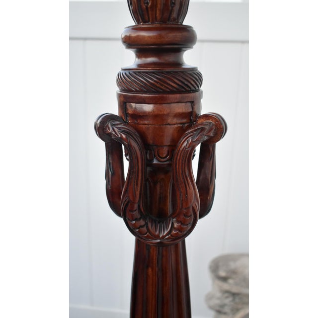 Vintage Carved Mahogany Regency Style Tall Pedestal/Plant Stand For Sale - Image 9 of 11