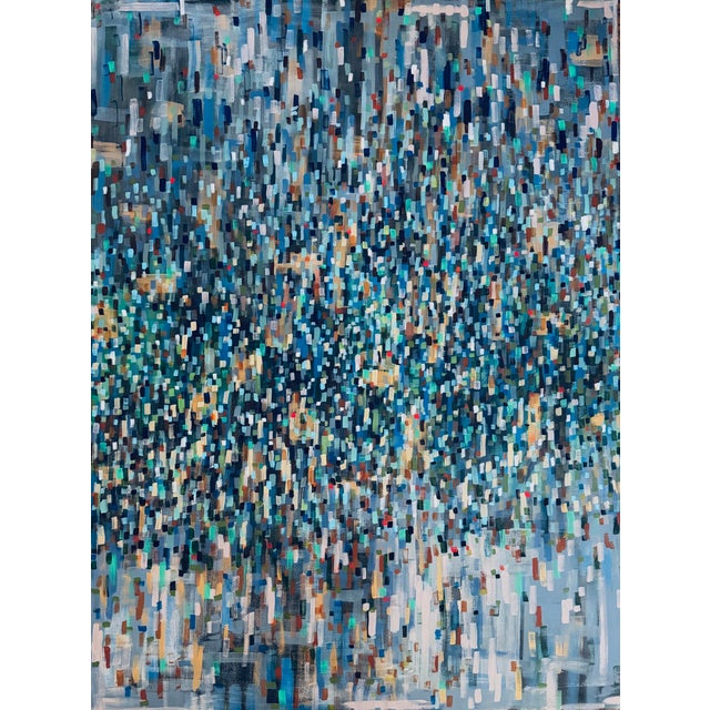 Royal Blue Large Abstract Acrylic Painting Titled Marathon For Sale - Image 8 of 8