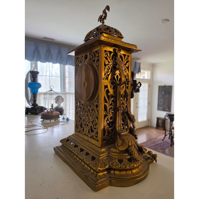 Mid 19th Century Tiffany & Co Paris Gilded Bronze Mantle Clock For Sale - Image 5 of 12