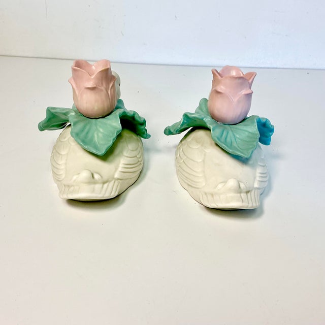 1970s Vintage Fitz & Floyd Coastal Americana Duck & Tulip Candleholders - A Pair For Sale - Image 10 of 15