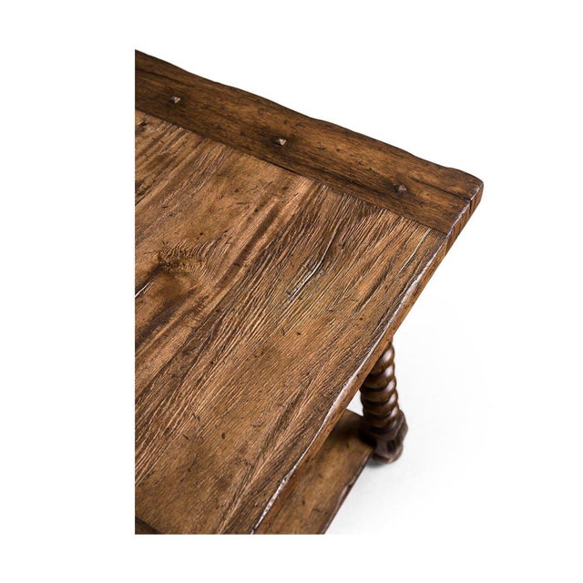Wood Rustic Farmhouse Spool-Leg Side Table For Sale - Image 7 of 9