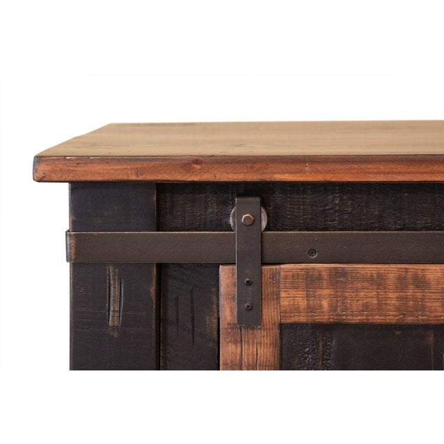 Greenview Sliding Door Distressed Black Tv Stand - 70 Inch For Sale - Image 4 of 6