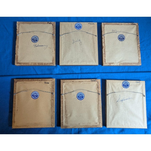 Item Description For your consideration is a charming, beautifully preserved set of six (6) matching vintage small framed...