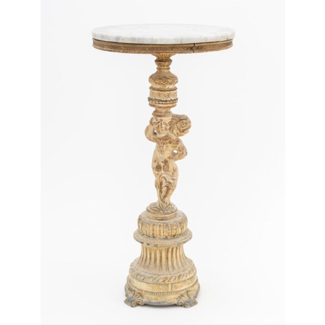 Stone Neoclassical Style Marble Top Figural Side Table For Sale - Image 7 of 9
