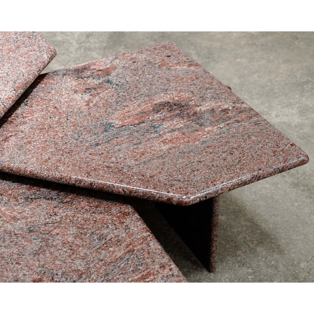 Vintage Nesting Tables in Pink Granite, 1970, Set of 3 For Sale - Image 4 of 8