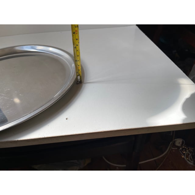 Mid-Century Modern Danish Circular Stainless Steel Tray from JENO, 1970s For Sale - Image 6 of 7